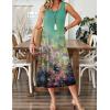 Zeagoo Dresses for Women 2026 Casual Summer Midi Sleeveless Dress A Line Crewneck Beach Vacation Tank Sundresses with Pockets(Oil Painting-cx322)