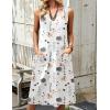 Zeagoo Dresses for Women 2026 Casual Summer Midi Sleeveless Dress A Line Crewneck Beach Vacation Tank Sundresses with Pockets(White Floral-dh6)