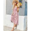 Zeagoo Dresses for Women 2026 Casual Summer Midi Sleeveless Dress A Line Crewneck Beach Vacation Tank Sundresses with Pockets(White-red Pattern-mz772)