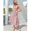 Zeagoo Dresses for Women 2026 Casual Summer Midi Sleeveless Dress A Line Crewneck Beach Vacation Tank Sundresses with Pockets(White-red Pattern-mz772)