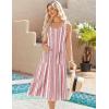 Zeagoo Dresses for Women 2026 Casual Summer Midi Sleeveless Dress A Line Crewneck Beach Vacation Tank Sundresses with Pockets(White-red Pattern-mz772)