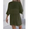 Zeagoo Lightweight Summer Cardigan for Women Short Sleeve V Neck Crochet Kimonos Loose Open Front Hollow Out Cover Ups(Army Green)