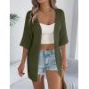 Zeagoo Lightweight Summer Cardigan for Women Short Sleeve V Neck Crochet Kimonos Loose Open Front Hollow Out Cover Ups(Army Green)