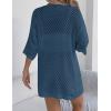 Zeagoo Lightweight Summer Cardigan for Women Short Sleeve V Neck Crochet Kimonos Loose Open Front Hollow Out Cover Ups(Ashleigh Blue)