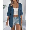 Zeagoo Lightweight Summer Cardigan for Women Short Sleeve V Neck Crochet Kimonos Loose Open Front Hollow Out Cover Ups(Ashleigh Blue)