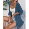Zeagoo Lightweight Summer Cardigan for Women Short Sleeve V Neck Crochet Kimonos Loose Open Front Hollow Out Cover Ups(Ashleigh Blue)