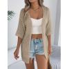 Zeagoo Lightweight Summer Cardigan for Women Short Sleeve V Neck Crochet Kimonos Loose Open Front Hollow Out Cover Ups(Beige)
