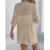 Zeagoo Lightweight Summer Cardigan for Women Short Sleeve V Neck Crochet Kimonos Loose Open Front Hollow Out Cover Ups(Beige)