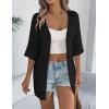 Zeagoo Lightweight Summer Cardigan for Women Short Sleeve V Neck Crochet Kimonos Loose Open Front Hollow Out Cover Ups(Black)