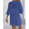 Zeagoo Lightweight Summer Cardigan for Women Short Sleeve V Neck Crochet Kimonos Loose Open Front Hollow Out Cover Ups(Blue)