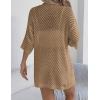 Zeagoo Lightweight Summer Cardigan for Women Short Sleeve V Neck Crochet Kimonos Loose Open Front Hollow Out Cover Ups(Brown)