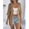 Zeagoo Lightweight Summer Cardigan for Women Short Sleeve V Neck Crochet Kimonos Loose Open Front Hollow Out Cover Ups(Brown)