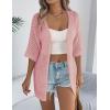Zeagoo Lightweight Summer Cardigan for Women Short Sleeve V Neck Crochet Kimonos Loose Open Front Hollow Out Cover Ups(Dustypink)