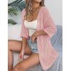 Zeagoo Lightweight Summer Cardigan for Women Short Sleeve V Neck Crochet Kimonos Loose Open Front Hollow Out Cover Ups(Dustypink)