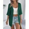 Zeagoo Lightweight Summer Cardigan for Women Short Sleeve V Neck Crochet Kimonos Loose Open Front Hollow Out Cover Ups(Green)