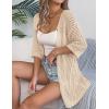 Zeagoo Lightweight Summer Cardigan for Women Short Sleeve V Neck Crochet Kimonos Loose Open Front Hollow Out Cover Ups(Khaki)