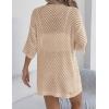 Zeagoo Lightweight Summer Cardigan for Women Short Sleeve V Neck Crochet Kimonos Loose Open Front Hollow Out Cover Ups(Khaki)
