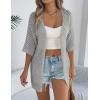 Zeagoo Lightweight Summer Cardigan for Women Short Sleeve V Neck Crochet Kimonos Loose Open Front Hollow Out Cover Ups(Light Grey)