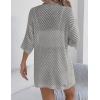 Zeagoo Lightweight Summer Cardigan for Women Short Sleeve V Neck Crochet Kimonos Loose Open Front Hollow Out Cover Ups(Light Grey)
