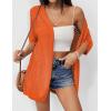 Zeagoo Lightweight Summer Cardigan for Women Short Sleeve V Neck Crochet Kimonos Loose Open Front Hollow Out Cover Ups(Orange)
