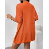 Zeagoo Lightweight Summer Cardigan for Women Short Sleeve V Neck Crochet Kimonos Loose Open Front Hollow Out Cover Ups(Orange)