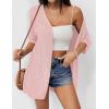 Zeagoo Lightweight Summer Cardigan for Women Short Sleeve V Neck Crochet Kimonos Loose Open Front Hollow Out Cover Ups(Pink)