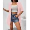 Zeagoo Lightweight Summer Cardigan for Women Short Sleeve V Neck Crochet Kimonos Loose Open Front Hollow Out Cover Ups(Pink)