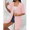 Zeagoo Lightweight Summer Cardigan for Women Short Sleeve V Neck Crochet Kimonos Loose Open Front Hollow Out Cover Ups(Pink)