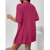 Zeagoo Lightweight Summer Cardigan for Women Short Sleeve V Neck Crochet Kimonos Loose Open Front Hollow Out Cover Ups(Rose Red)