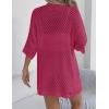 Zeagoo Lightweight Summer Cardigan for Women Short Sleeve V Neck Crochet Kimonos Loose Open Front Hollow Out Cover Ups(Rose Red)