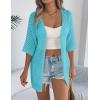 Zeagoo Lightweight Summer Cardigan for Women Short Sleeve V Neck Crochet Kimonos Loose Open Front Hollow Out Cover Ups(Teal)