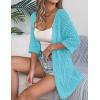 Zeagoo Lightweight Summer Cardigan for Women Short Sleeve V Neck Crochet Kimonos Loose Open Front Hollow Out Cover Ups(Teal)