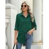 Zeagoo Long Sleeve Plaid Shirt for Women Button Down Shirts Buffalo Shackets Business Casual Blouses(Green 490)