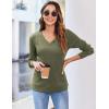 Zeagoo Long Sleeve Shirts for Women V Neck Casual Sweaters Basic Knit 2025 Fall Fashion Pullover Tops(Army Green)
