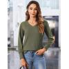 Zeagoo Long Sleeve Shirts for Women V Neck Casual Sweaters Basic Knit 2025 Fall Fashion Pullover Tops(Army Green)