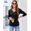 Zeagoo Long Sleeve Shirts for Women V Neck Casual Sweaters Basic Knit 2025 Fall Fashion Pullover Tops(Black)