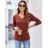 Zeagoo Long Sleeve Shirts for Women V Neck Casual Sweaters Basic Knit 2025 Fall Fashion Pullover Tops(Caramel)
