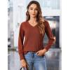 Zeagoo Long Sleeve Shirts for Women V Neck Casual Sweaters Basic Knit 2025 Fall Fashion Pullover Tops(Caramel)