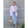Zeagoo Striped Button Down Shirts for Women Casual Loose Long Sleeve Shirts Business Work Tunic Top