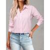 Zeagoo Striped Button Down Shirts for Women Casual Loose Long Sleeve Shirts Business Work Tunic Top