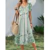 Zeagoo Summer Dress for Women Casual Floral Midi Sundress with Pockets V Neck Pleated Short Sleeve Aline Beach Vacation Dress(Floral Printed-6)