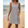 Zeagoo Summer Dress for Women Sleeveless Tank Dress with Pockets Casual Short A Line Dress Crewneck Sundress 2025(Black Stripe)