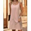 Zeagoo Summer Dress for Women Sleeveless Tank Dress with Pockets Casual Short A Line Dress Crewneck Sundress 2025(Dustypink Stripe)