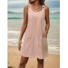 Zeagoo Summer Dress for Women Sleeveless Tank Dress with Pockets Casual Short A Line Dress Crewneck Sundress 2025(Dustypink Stripe)