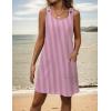 Zeagoo Summer Dress for Women Sleeveless Tank Dress with Pockets Casual Short A Line Dress Crewneck Sundress 2025(Hotpink Stripe)