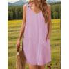 Zeagoo Summer Dress for Women Sleeveless Tank Dress with Pockets Casual Short A Line Dress Crewneck Sundress 2025(Hotpink Stripe)