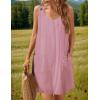 Zeagoo Summer Dress for Women Sleeveless Tank Dress with Pockets Casual Short A Line Dress Crewneck Sundress 2025(Red Stripe)