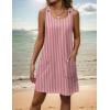 Zeagoo Summer Dress for Women Sleeveless Tank Dress with Pockets Casual Short A Line Dress Crewneck Sundress 2025(Red Stripe)