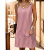 Zeagoo Summer Dress for Women Sleeveless Tank Dress with Pockets Casual Short A Line Dress Crewneck Sundress 2025(Red Stripe)