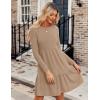 Zeagoo Summer Dresses for Women 2025 Cotton Button Down Short Sleeve Tshirt Dresses Casual Mini Beach Dress(Khaki)
